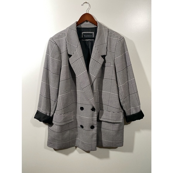 Eloquii Blazer Jacket in Houndstooth Size 26/28 with Pockets - Picture 2 of 11